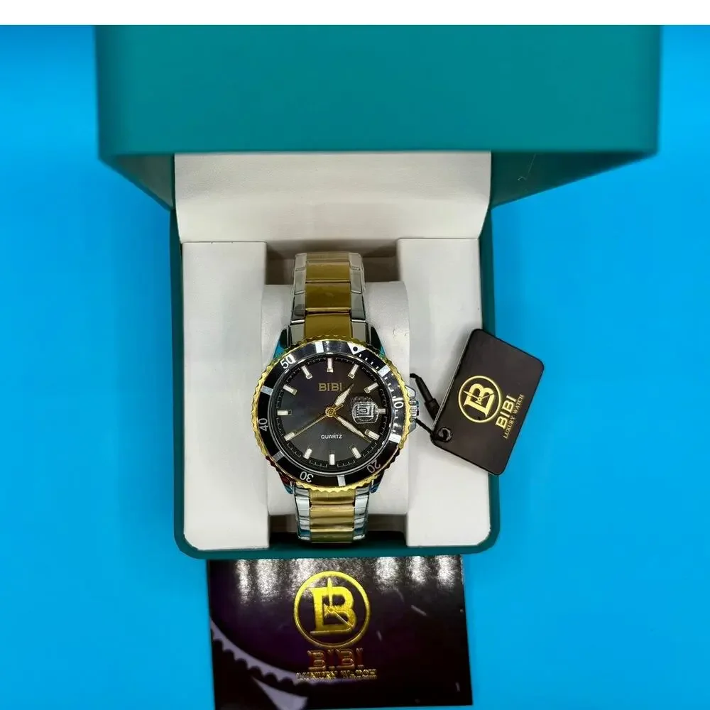 NWT Stunning BiBi Luxury Men's 44mm Two-Tone Wristwatch